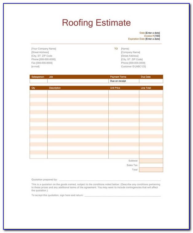 Roof Repair Estimate Template
