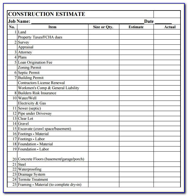 Roofing Contractor Estimate Forms