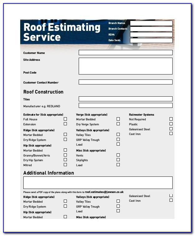 Roofing Estimate Template Form