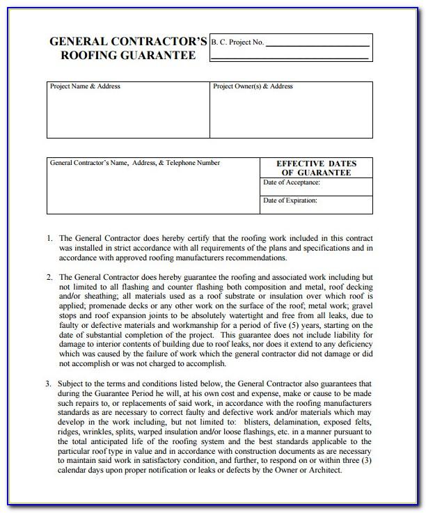 Roofing Proposal Forms Template