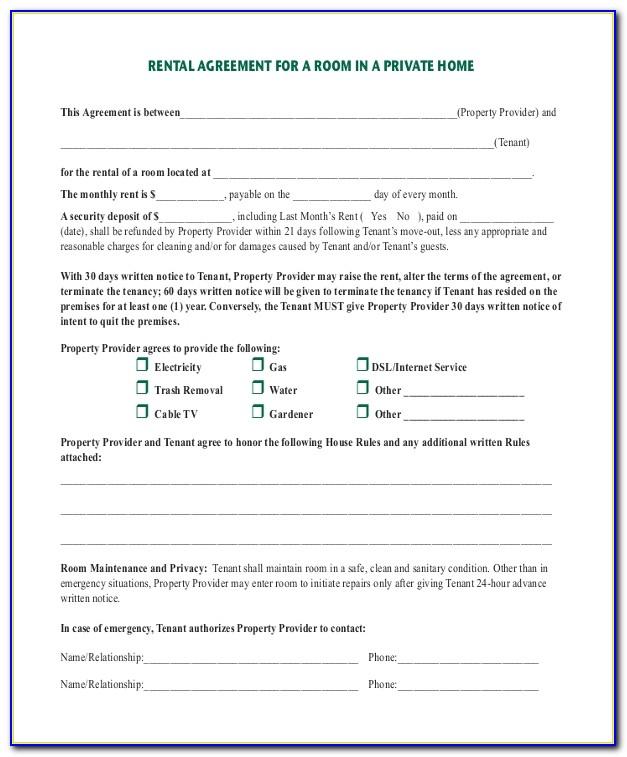 Room Letting Contract Template