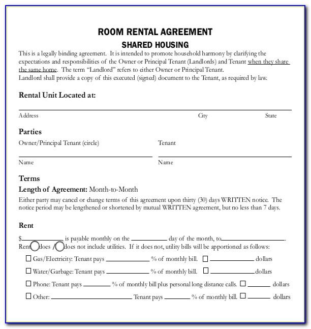 Room Rental Agreement Template Texas