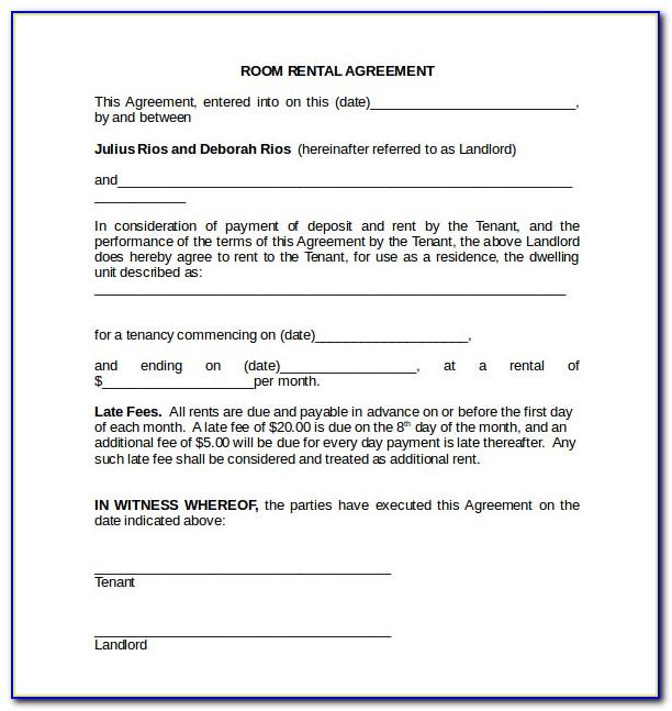 Room Rental Agreement Template Word Doc Free
