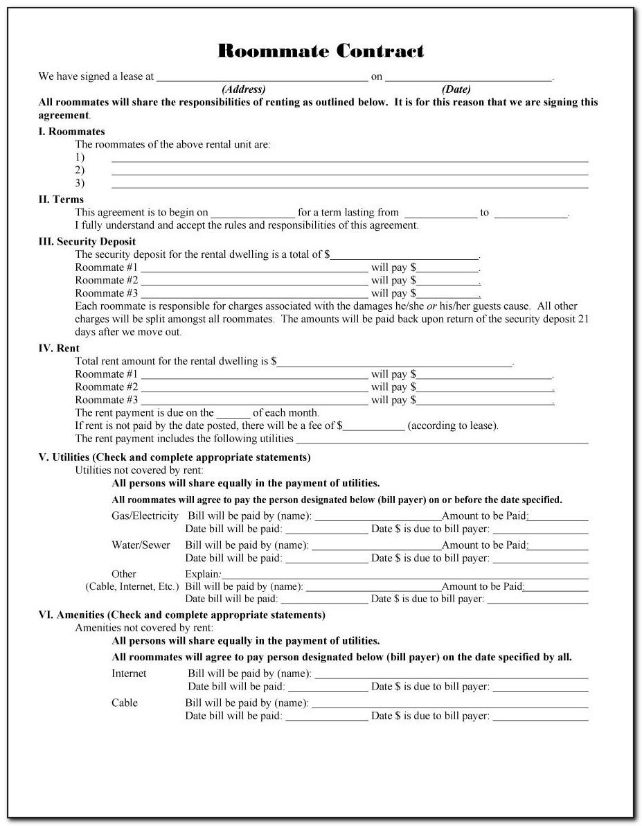 Roommate Agreement Template Funny