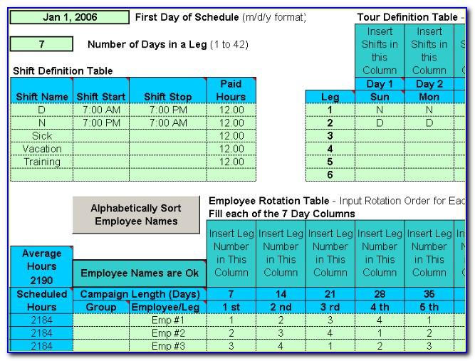 Rotating Work Schedule Template
