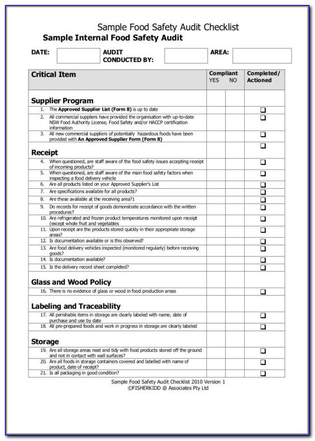 Safety Inspection Checklist Template Excel