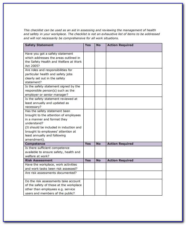 Safety Inspection Checklist Template