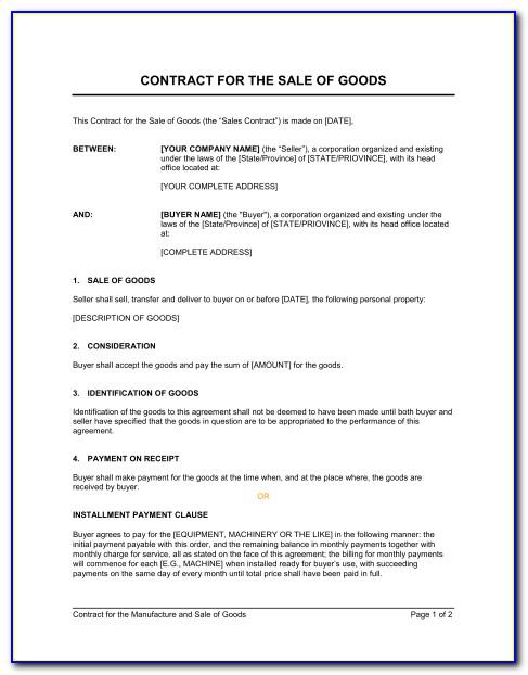 Sale Of Goods Agreement Template Uk