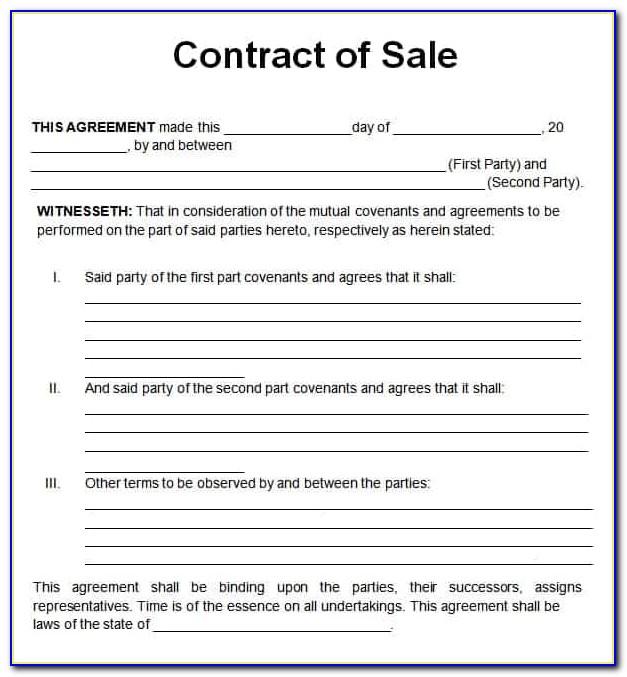 Sales Agreement Contract For Real Estate