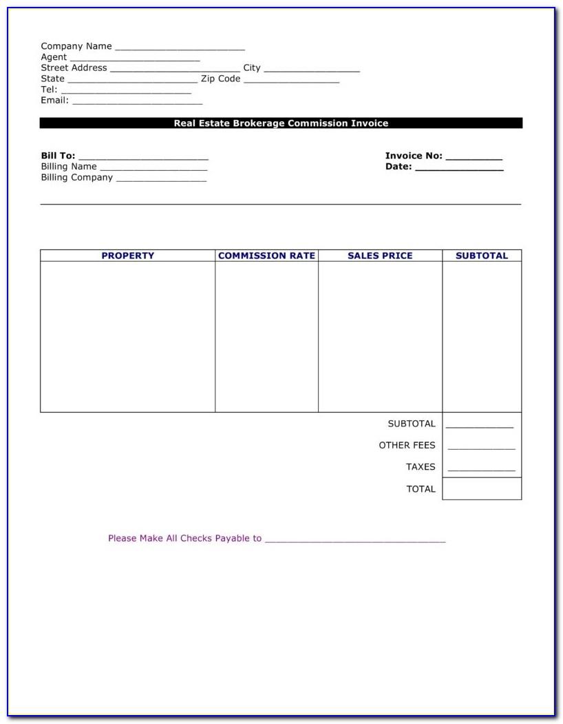Sales Commission Invoice Template Word
