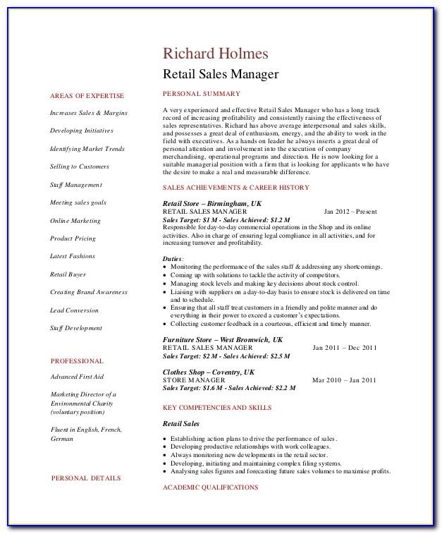 Sales Executive Resume Template Word