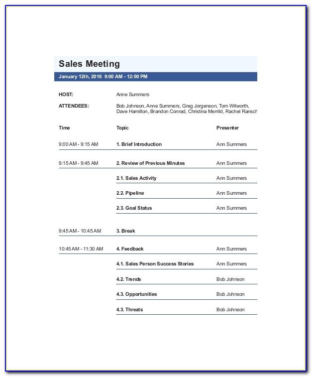 Sales Meeting Agenda Outline