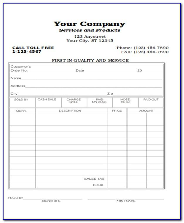 Sales Receipt Template Excel Free