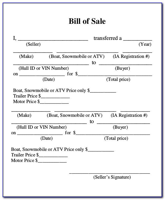 Sample Bill Of Sale For Boat Alabama