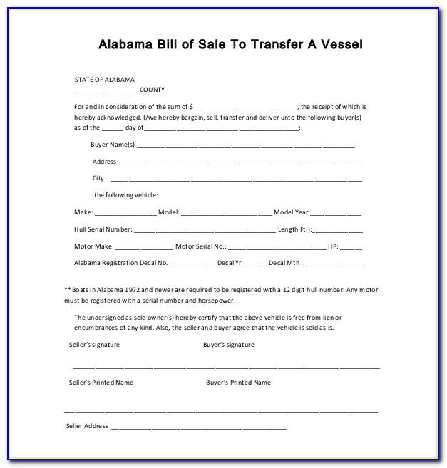 Sample Bill Of Sale For Boat Canada