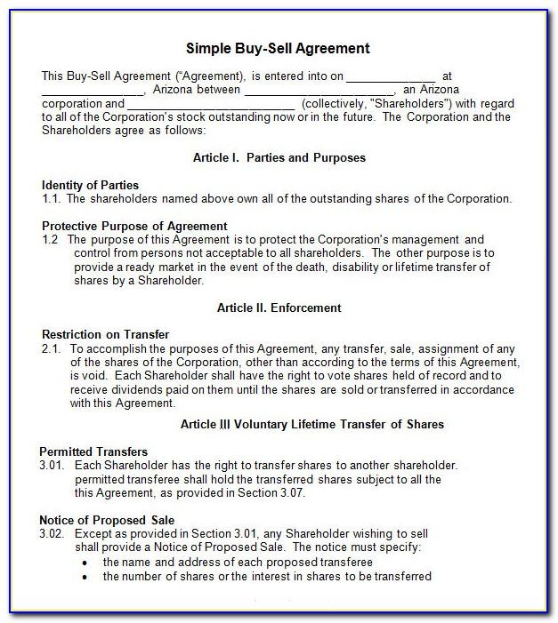 Sample Buy Sell Agreement Template