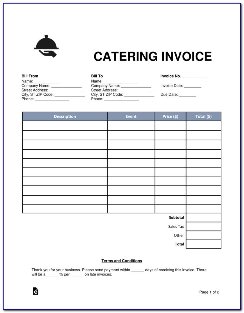 Sample Catering Invoice Template Free