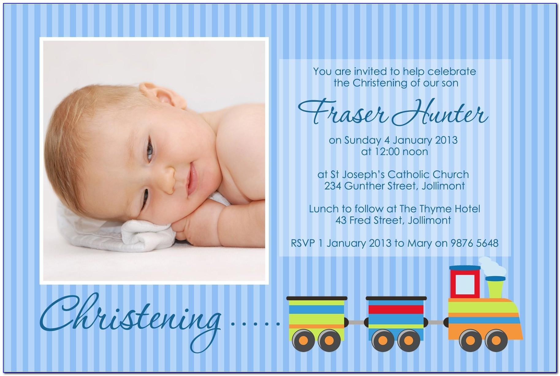 Sample Christening Invitation For Baby Boy Template