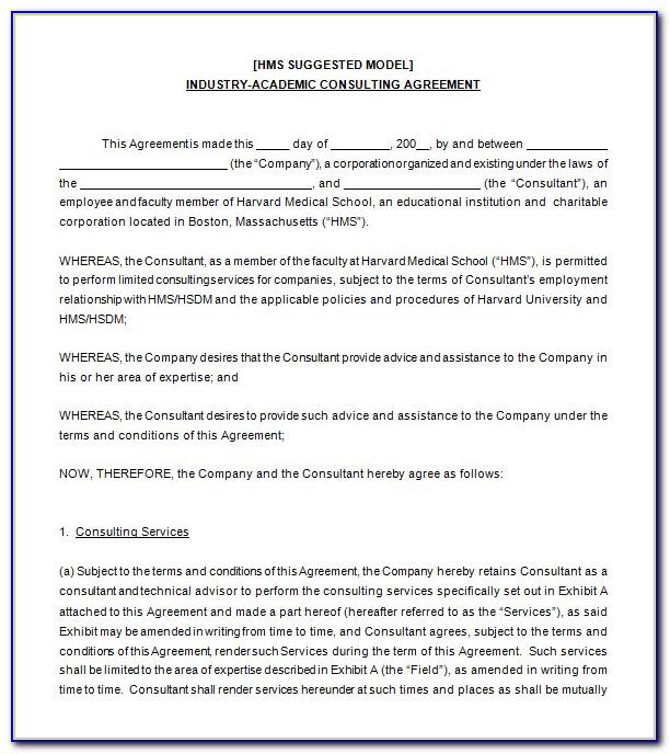 Sample Consultant Contract Template Free