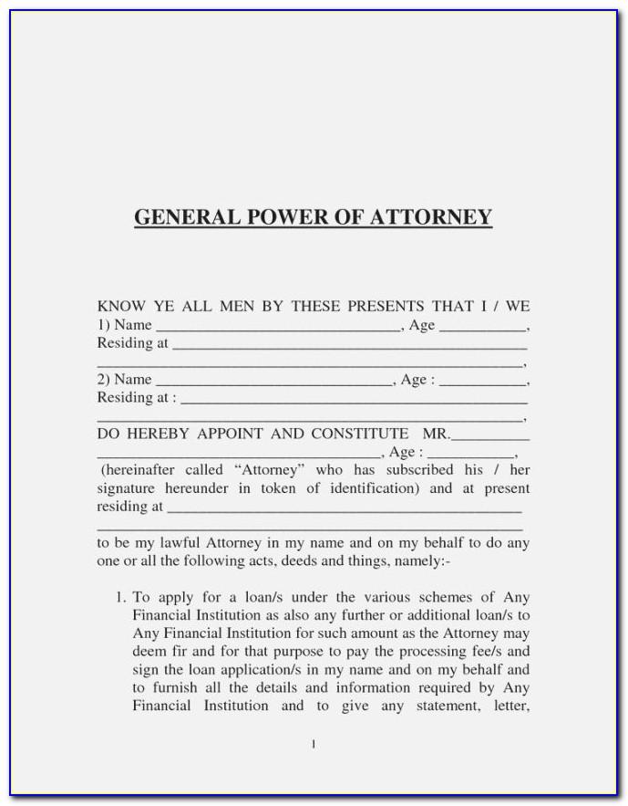 Sample General Power Of Attorney Document India