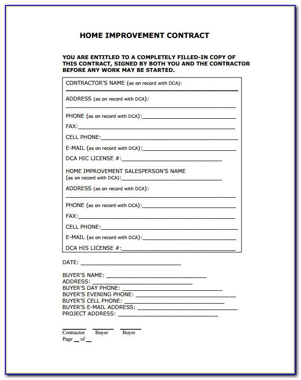 Sample Home Remodeling Contract Template