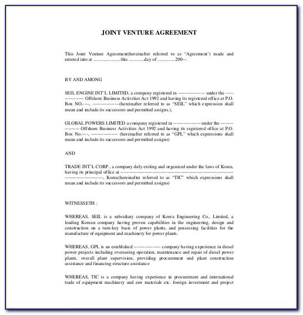 Sample Joint Venture Agreement Real Estate Development