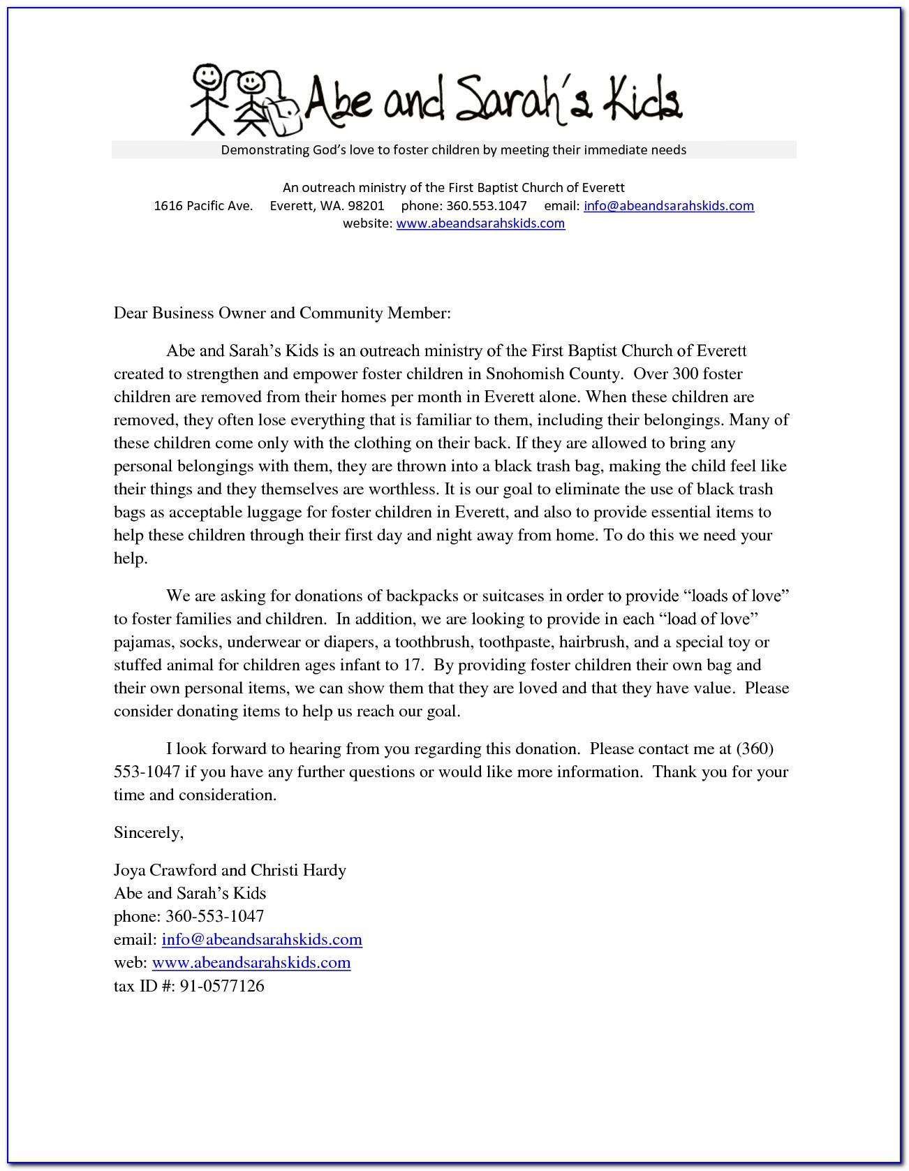 Sample Letter Asking For Donations For School Fundraiser