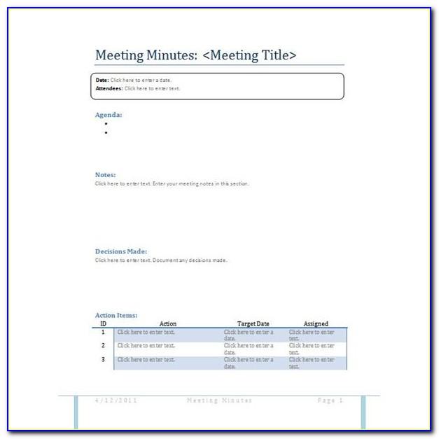 Sample Of Recording Meeting Minutes