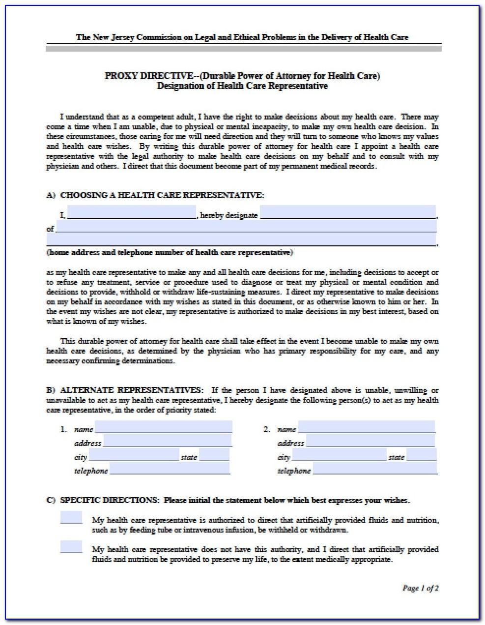 Sample Power Of Attorney Form New Jersey
