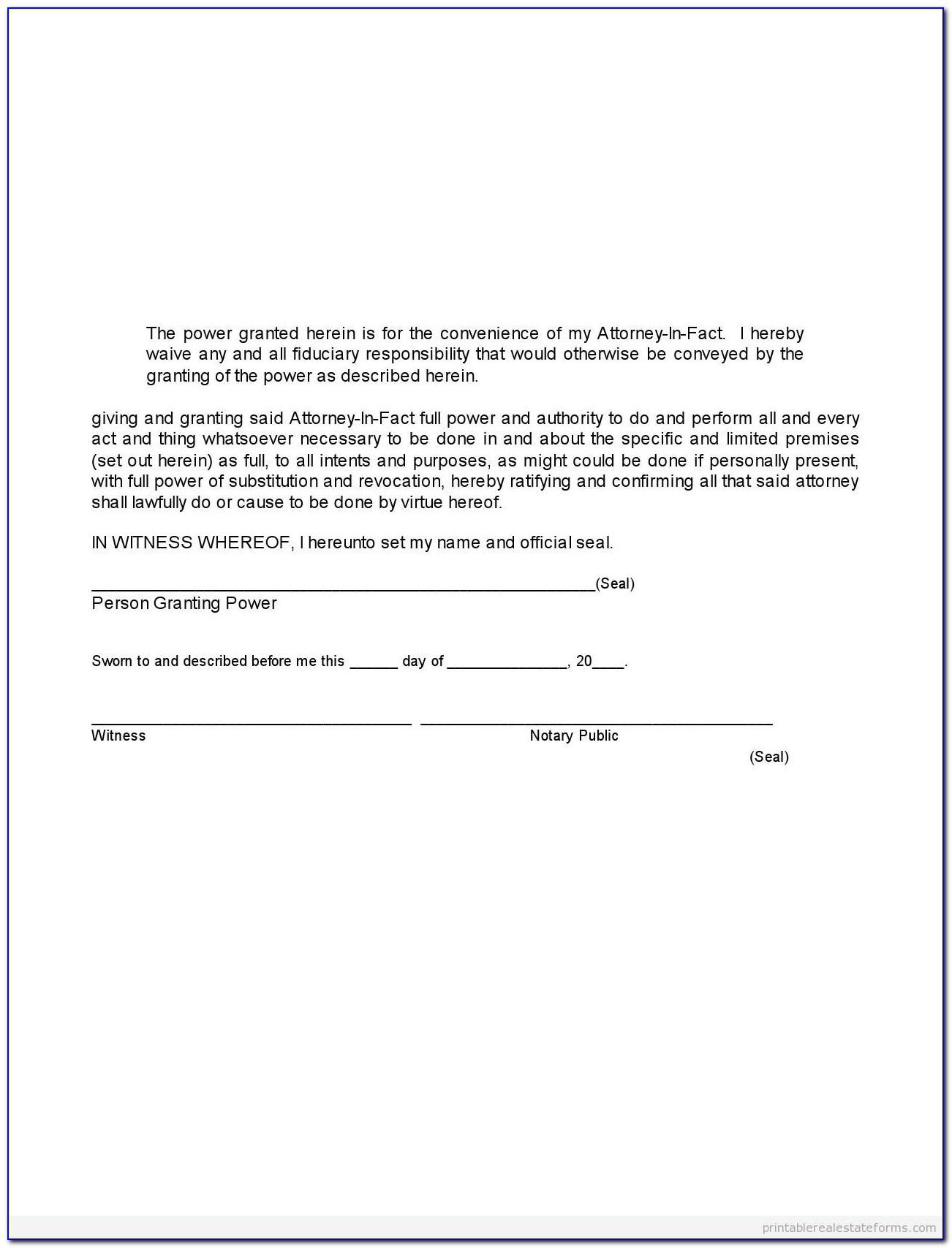 Sample Power Of Attorney Format