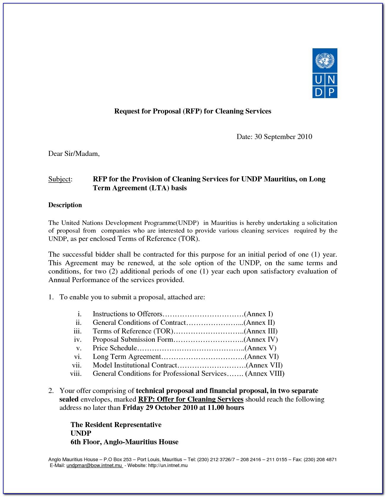 Sample Proposal Letter To Offer Cleaning Services