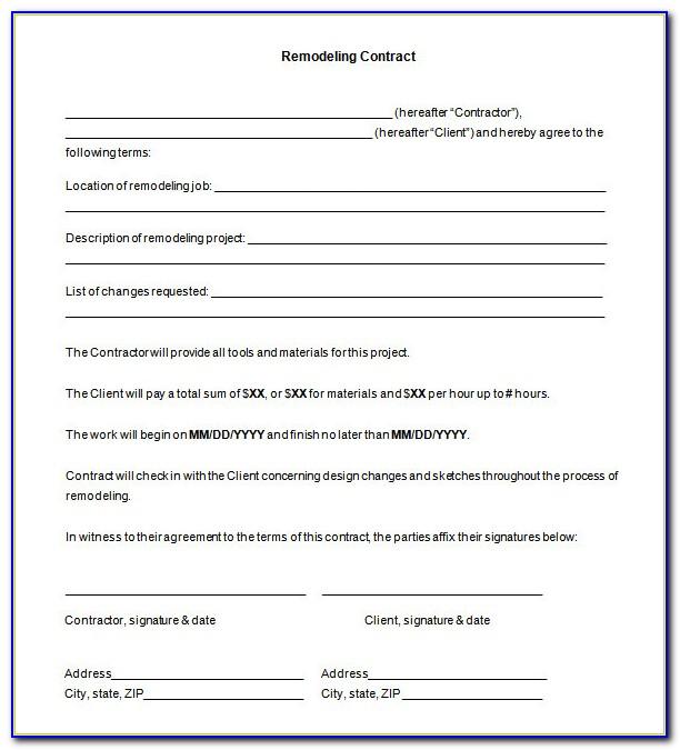 Sample Remodeling Contract Forms