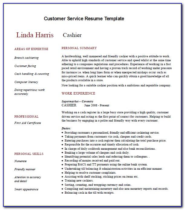 Sample Resume For Customer Service Pdf
