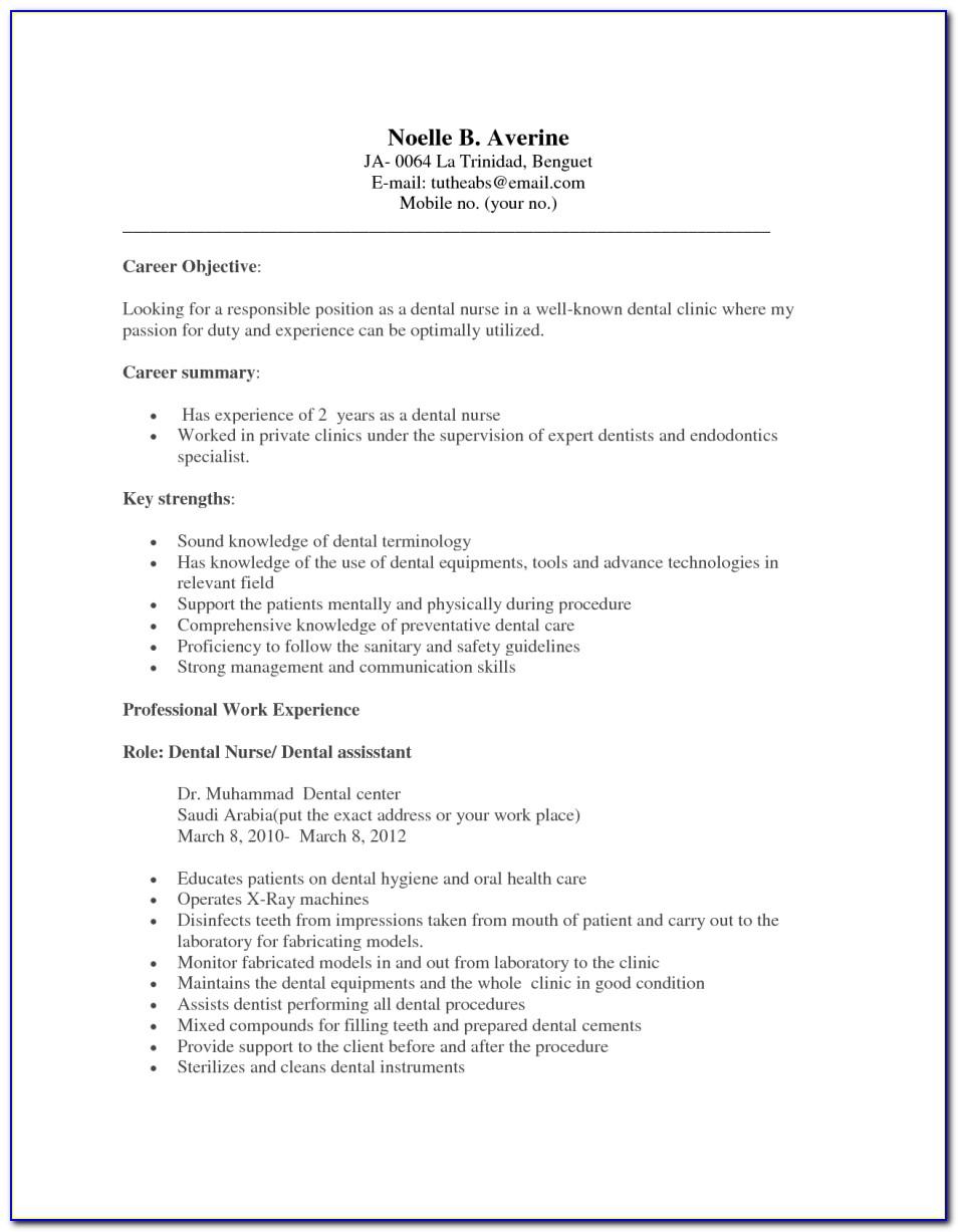 Sample Resume For Dental Assistant With No Experience