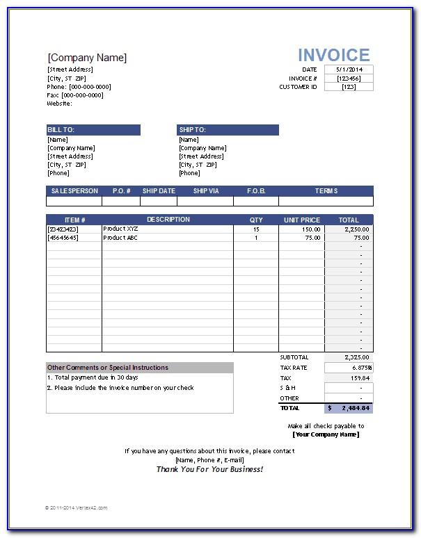 Simple Sales Invoice Format In Excel Download Free