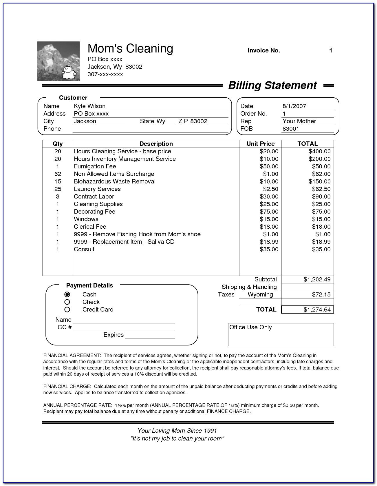 Template Invoice For Work Done