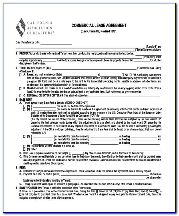 California Real Estate Lease Agreement Form
