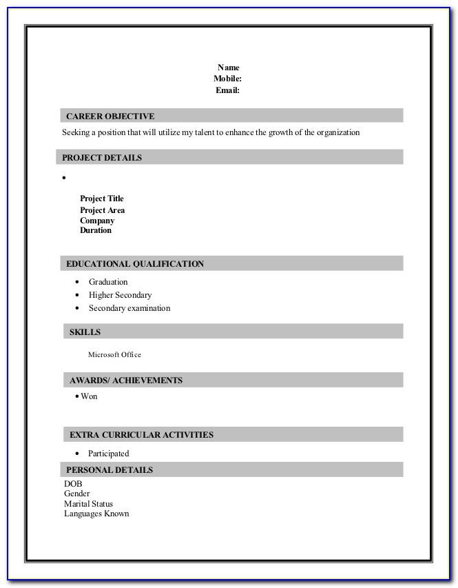 College Student Resume Template No Experience