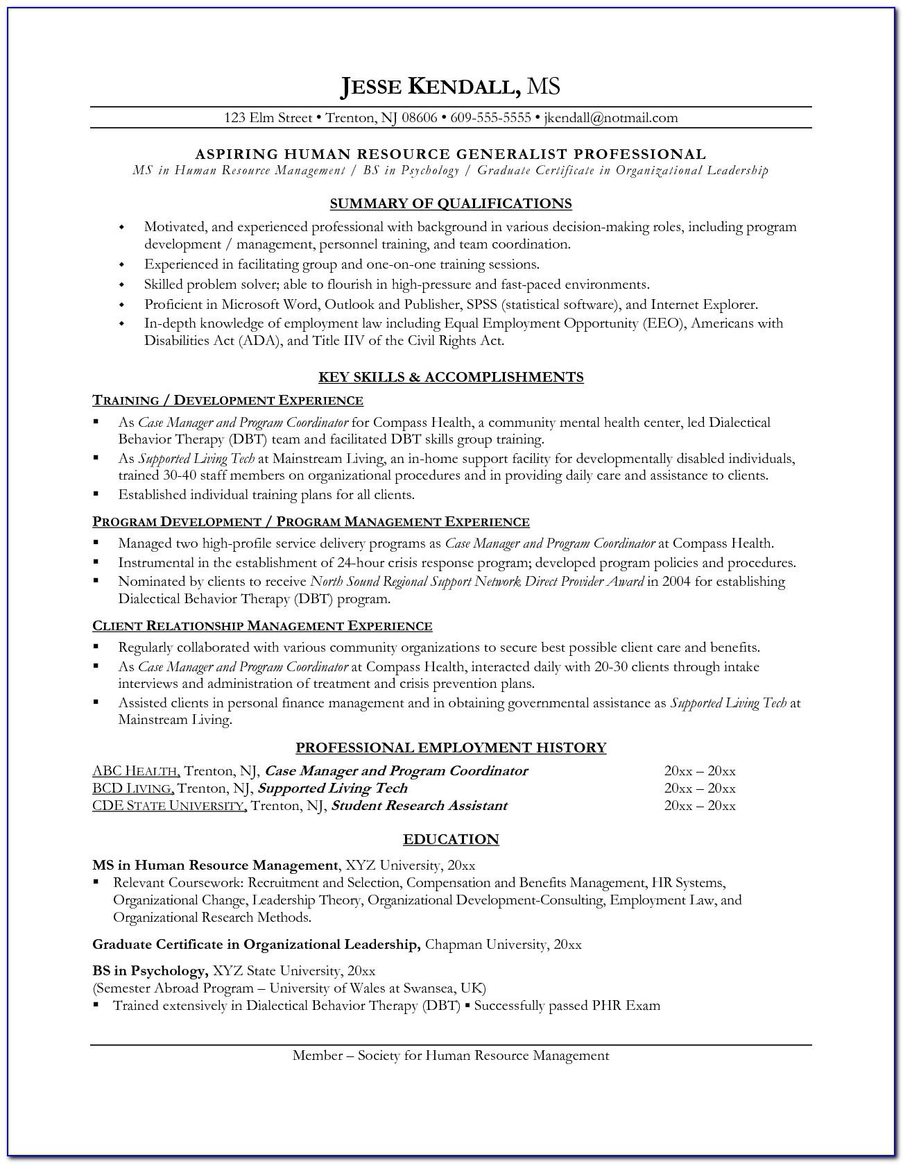 Combination Resume Template For Career Change