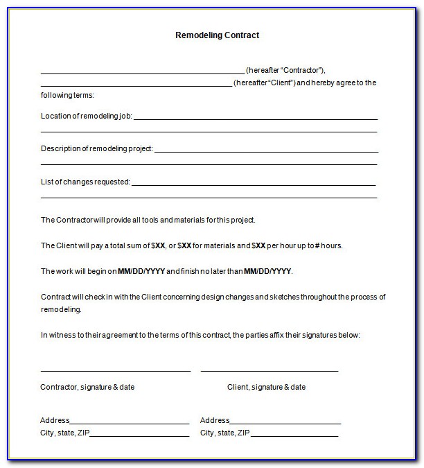 Contractor Contract Template Free Download