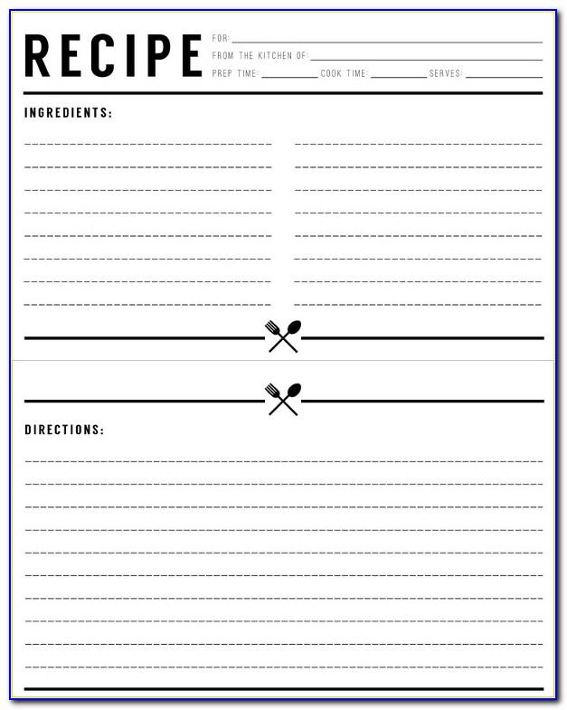 Cookbook Recipe Template For Word