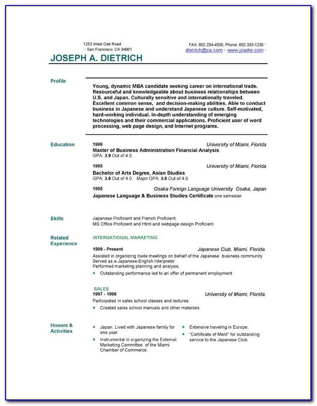 Cv Format Template Word Free Download