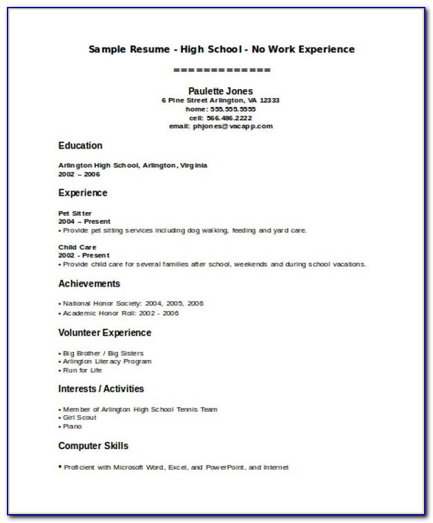 Fill In The Blank Resume Template For Highschool Students