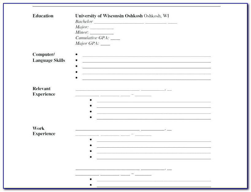 Fill In The Blank Resume Templates For Microsoft Word