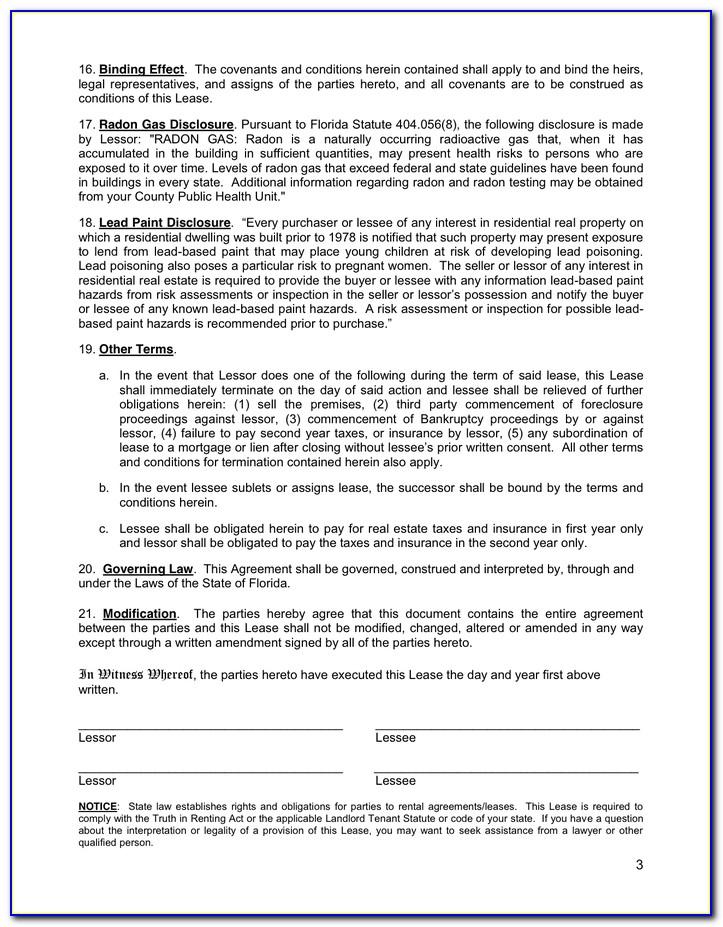 Florida Residential Lease Agreement Word Document