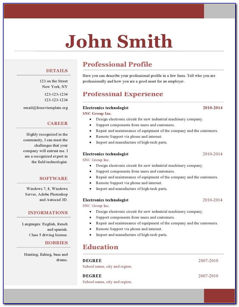 Free Downloadable Resume Templates Microsoft Word