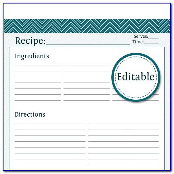 Free Editable Recipe Card Templates For Pages