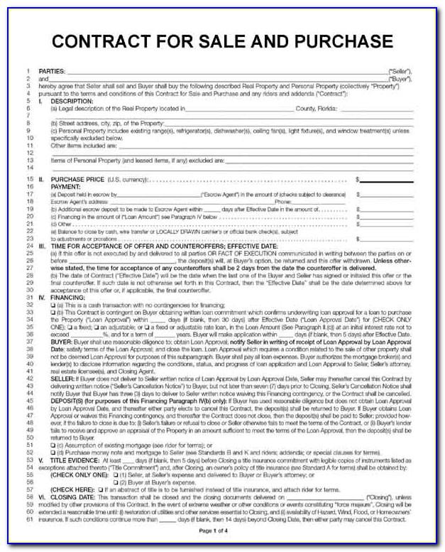Free Florida Real Estate Sales Contract Form