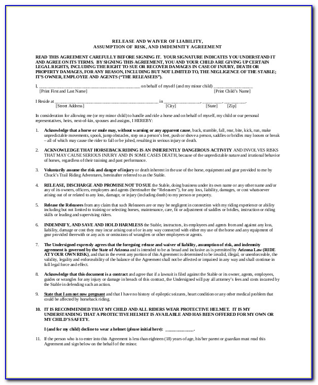 Free General Release Of Liability Form Template
