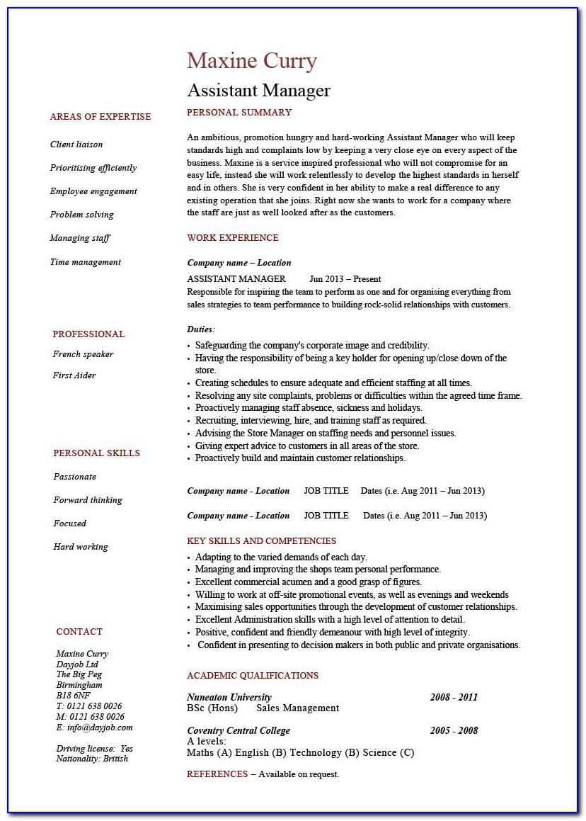 Free Printable Resume Template Blank